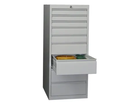 ladekast,HxBxD 1200x500x600mm,9lade(n),cil.-slot,RAL7035,front RAL3000