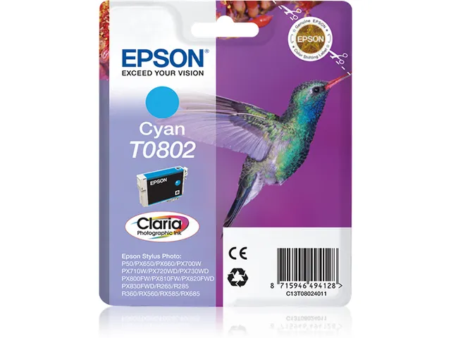 Singlepack Cyan T0802 Claria Photographic Ink