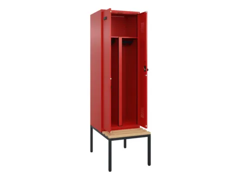 PBM-locker met bank,HxBxD 2120x600x815mm,2vak,vak B 300mm,draaigrendel