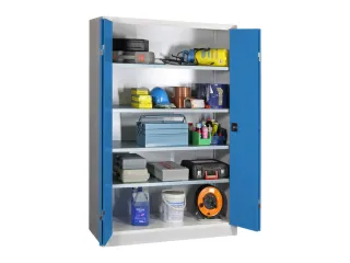 Vouwdeurkast 1950x1200x600mm 4legborden Verzinkt Ral7035 Front Ral5012 - 1