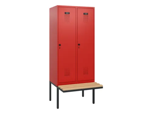locker met bank,HxBxD 1950x800x815mm,2vak,vak B 400mm,draaigrendel