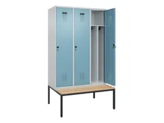 locker met bank,voor scheiding van kleding,HxBxD 2120x1200x815mm,3vak