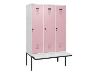 locker met bank,HxBxD 1950x1200x815mm,3vak,vak B 400mm,draaigrendel - 2