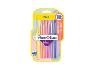 Fineliner Paper Mate Flair Pastel blister à 6 kleuren - 1