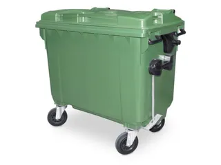 Vuilcontainers,660l,romp HDPE groen,HxBxD 1165x1265x775mm,4zwenkwielen - 1