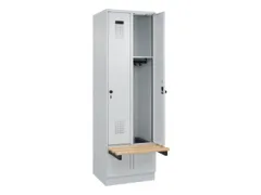 locker met bank,HxBxD 1950x600x815mm,2vak,vak B 300mm,draaigrendel