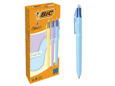 Balpen Bic 4-kleuren M pastel assorti