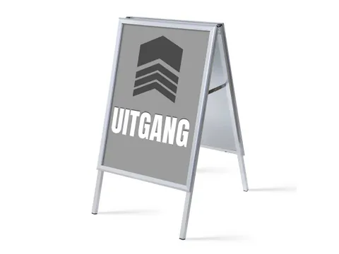 Stoepbord A1 complete set met print "UITGANG" Grijs