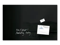 Glas/magneetbord Sigel Zwart 100x65 Magneet+bevestigingsmateriaal