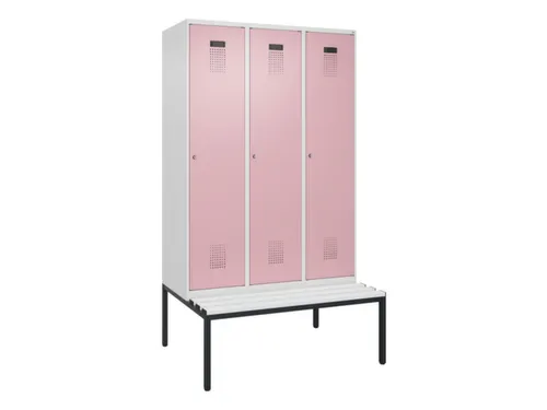 locker met bank,HxBxD 2120x1200x815mm,3vak,vak B 400mm,cilinderslot