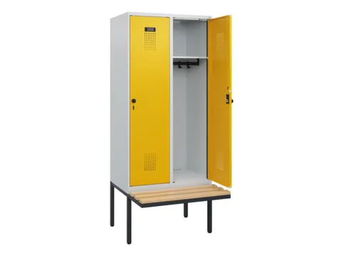 locker met bank,HxBxD 1950x800x815mm,2vak,vak B 400mm,draaigrendel