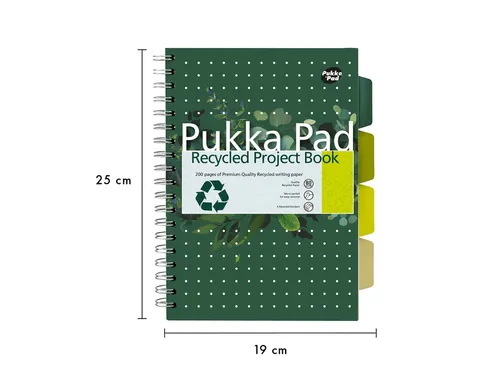 Projectboek Pukka Pad Recycled B5 lijn 4-tabs 200 pagina's 80gr groen