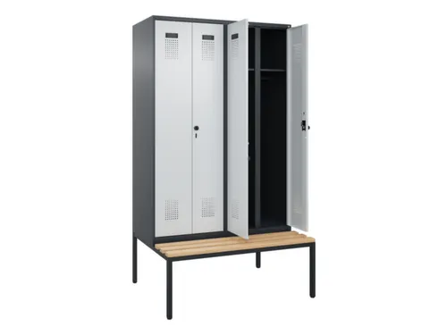 locker met bank,voor scheiding van kleding,HxBxD 2120x1200x815mm,4vak