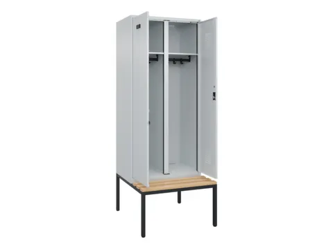 locker met bank,voor scheiding van kleding,HxBxD 2120x800x815mm,2vak