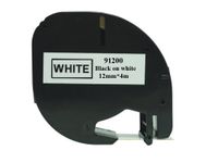 Labeltape Dymo Compatible Letratag 91200 12mm Zwart Op Wit