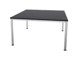 Vergadertafel Hxbxd 74x140x140cm 4-poots Ronde Buis Aluzilver Cc-zwart