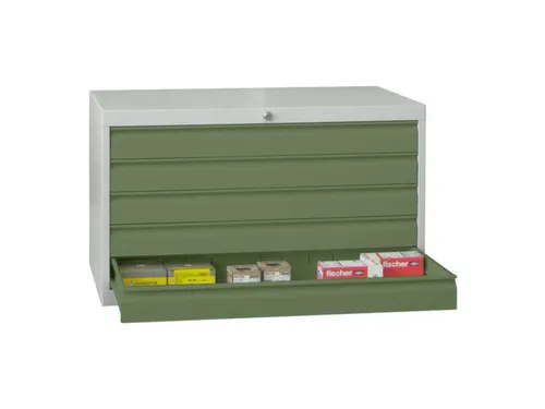 ladekast HxBxD 600x1023x600mm 5laden slot RAL7035 front RAL6011
