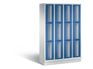 Lockerkast 1800x1190x500mm 4x3 vakken Cilinderslot, Sokkel, RAL5010 - 2