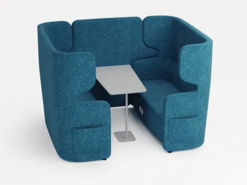 Zitgroep,2Banken,Tafel,4-Zits,Geluidabsorberend,Stof Blauw