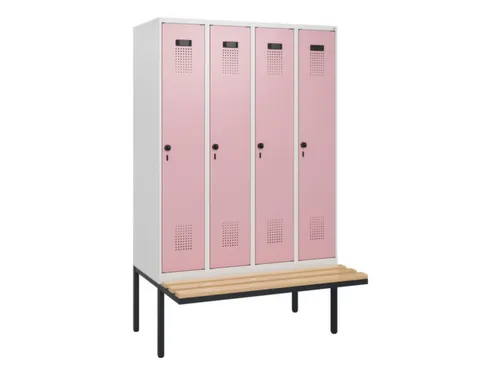 locker met bank,HxBxD 1950x1200x815mm,4vak,vak B 300mm,draaigrendel