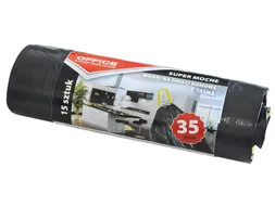 vuilniszak met trekkoord 46x56cm 35L 25 micron LDPE zwart 15 stuks