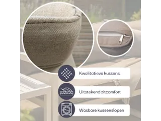 Loungeset aluminium Wit/Grijs 8-zits tuinset met bijzettafel - 5