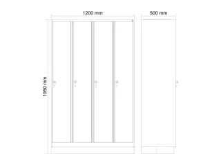locker,HxBxD 1950x1200x500mm,4vak,vak B 300mm,cil.-slot,sokkel - 4