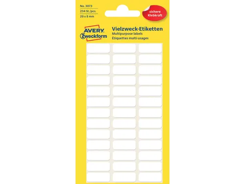 Etiket Avery Zweckform 3073 20x8mm wit 234stuks