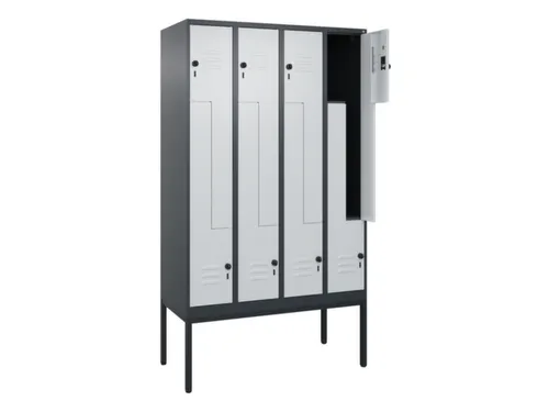 Z-garderobekast,HxBxD 2120x1200x500mm,vak B 150/300mm,draaigrendel