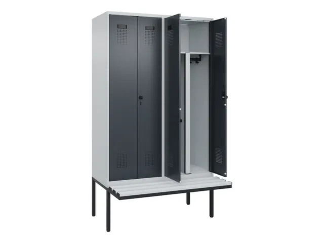 PBM-locker met bank,HxBxD 2120x1200x815mm,4vak,vak B 300mm