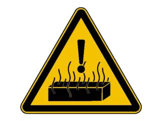 waarschuwingsbord,v. binnen/buiten,Waarschuwing voor hete stoffen,PVC - 1
