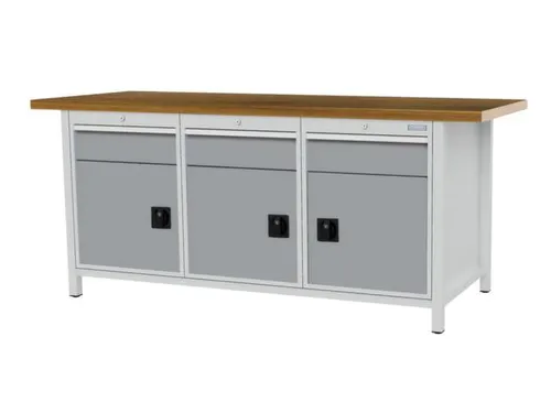 werkbank,HxBxD 860x2000x750mm,onderstel RAL7035,fronten RAL7040