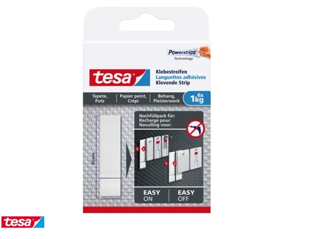 Languette adhésive tesa Papier peint & Plâtre 1kg blanc 6 pièces