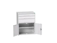 ladekast HxBxD 1000x800x550mm 3laden 2deuren RAL7035 front RAL7035