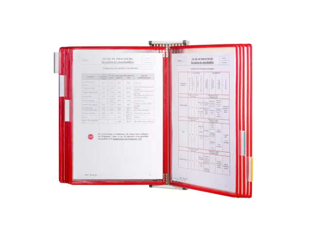Support mural Rouge 10 pochettes 5 onglets 500x350x120mm