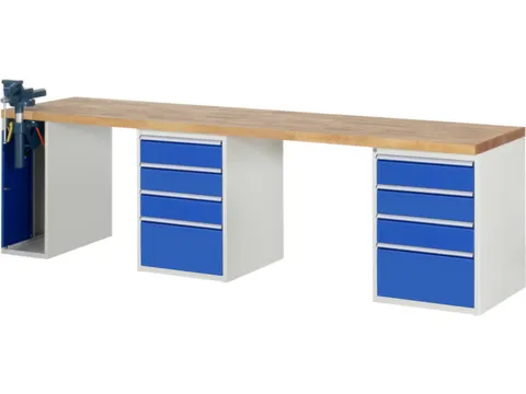 werkbank,HxBxD 890x3000x700mm,beukblad,draagverm. 750kg,3containers