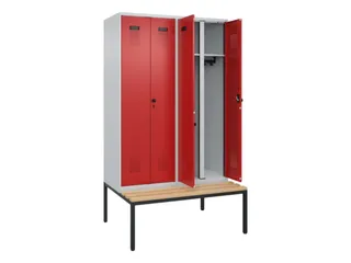 locker met bank,voor scheiding van kleding,HxBxD 2120x1200x815mm,4vak - 1