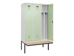locker met bank,voor scheiding van kleding,HxBxD 2120x1200x815mm,3vak