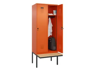 locker met bank,HxBxD 2120x800x815mm,2vak,vak B 400mm,draaigrendel - 1