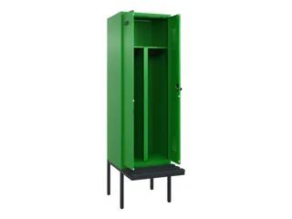 PBM-locker met bank,HxBxD 2120x600x815mm,2vak,vak B 300mm,draaigrendel - 1