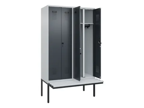 locker met bank,voor scheiding van kleding,HxBxD 2120x1200x815mm,4vak