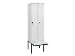 locker met bank,HxBxD 2120x600x815mm,2vak,vak B 300mm,draaigrendel