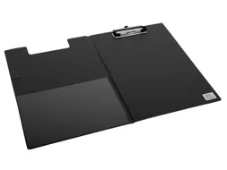 Klembordmap Quantore A4 staand PVC zwart met 100mm klem + penlus