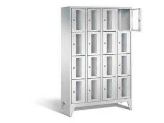Lockerkast 1850x1190x500mm 4x4 vakken Cilinderslot Poten, RAL7035 - 1