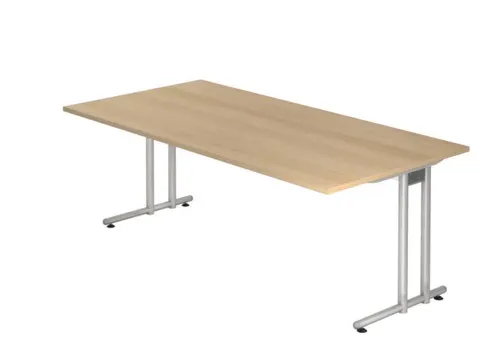 bureau,HxBxD 740x2000x1000mm,blad eiken,C-voet RAL9006