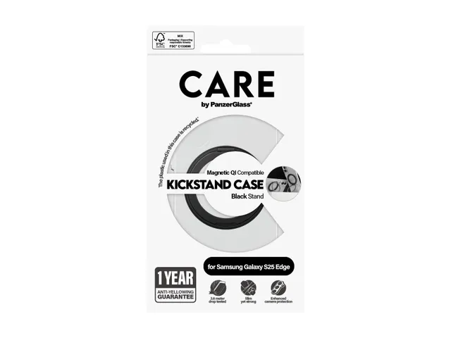 PanzerGlass CARE by Kickstand Case Transparent w. Qi Samsung S25