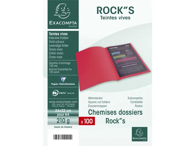Pak van 100 dossiermappen ROCK''S 220 - 24x32cm--Blauw