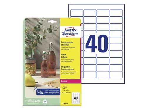 Etiket Avery L7781-25 45.7x25.4 transparant 1000st