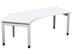 In hoogte verstelbaar hoekbureau,HxBxD 680-820x2166x1130mm,blad wit