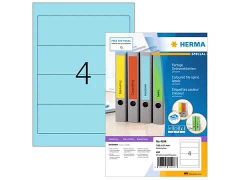 Herma 4298 Rugetiket 192x61mm Blauw permanent klevend 400 stuks